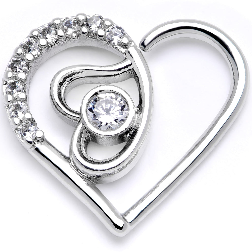 BodyCandy 16G 1/4 Clear CZ Gem Double Heart Right Ear Closure Ring — main product shot