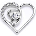 BodyCandy 16G 1/4 Clear CZ Gem Double Heart Right Ear Closure Ring — main product shot