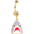 BodyCandy Clear Gem Gold Tone Shark Attack Dangle Belly Ring — main product shot