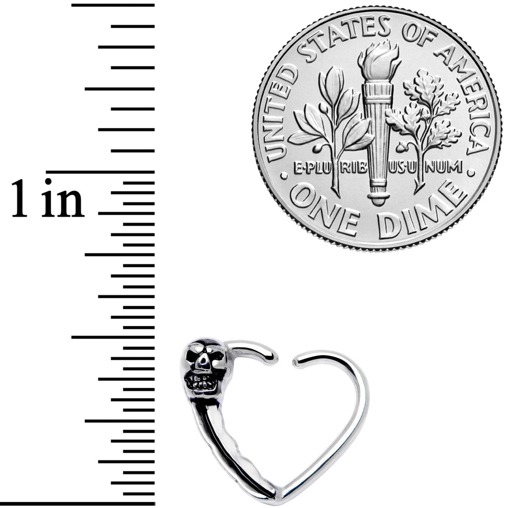 BodyCandy 16G 3/8 Halloween Skull Valentine Heart Right Ear Closure Ring — detail close-up