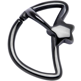 16G 5/16 Black Crescent Moon Shooting Star Closure Ring