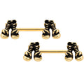 BodyCandy 14G 9/16 Gold Tone Boxing Gloves Barbell Nipple Ring Set — main product shot