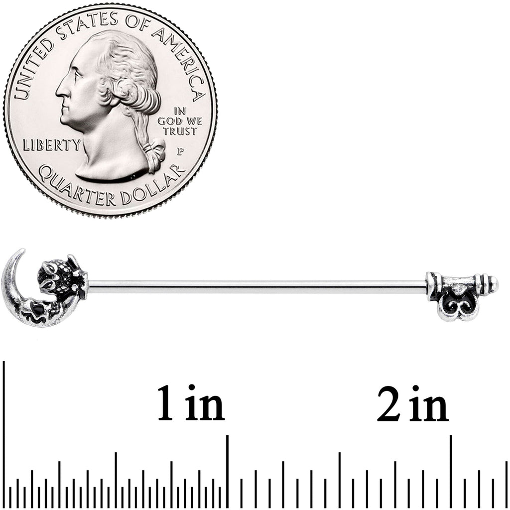 BodyCandy 14G Owl Skull Key Mystic Moon Industrial Barbell 38mm — lifestyle context