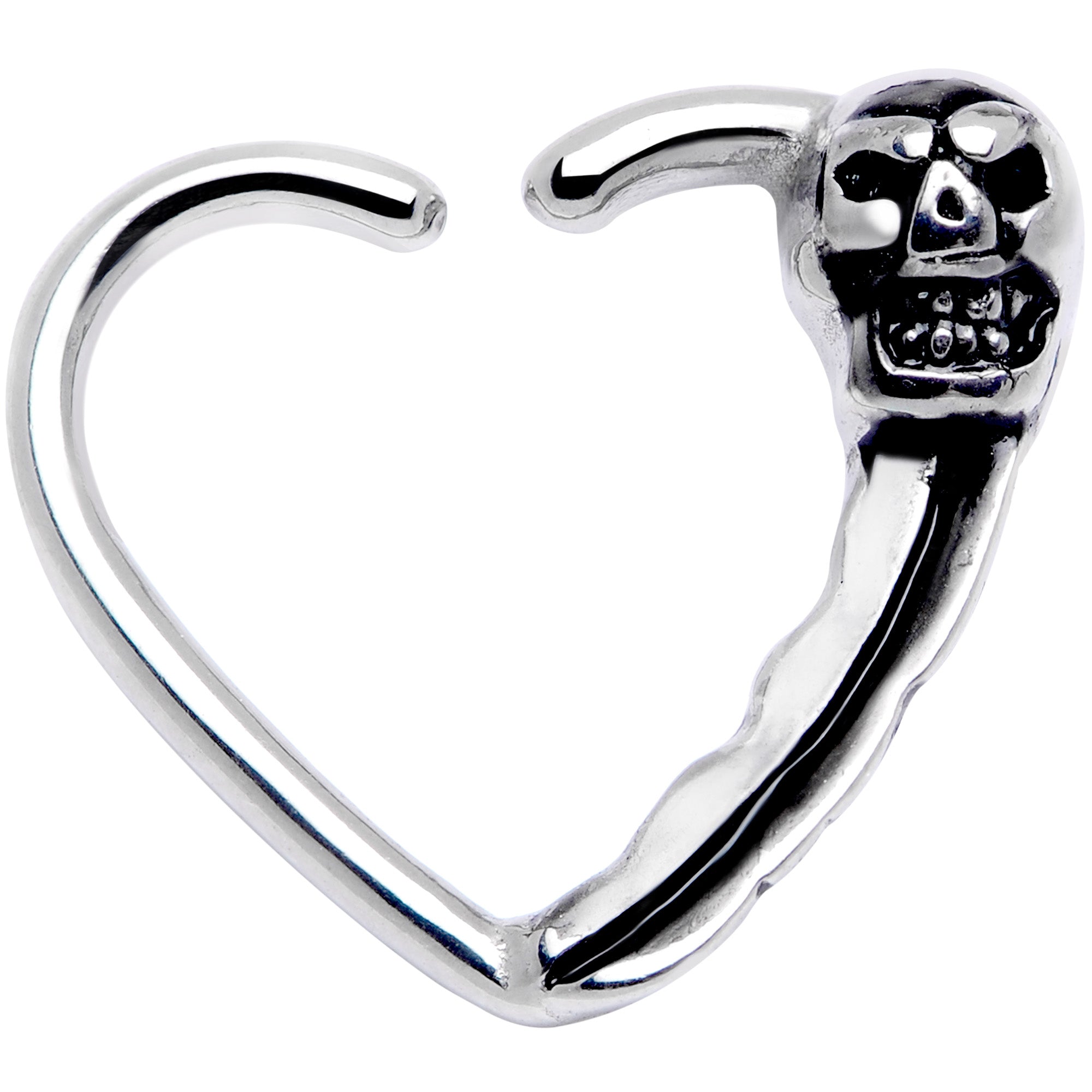 BodyCandy 16G 3/8 Love Heart Scary Skull Left Ear Closure Ring — main product shot
