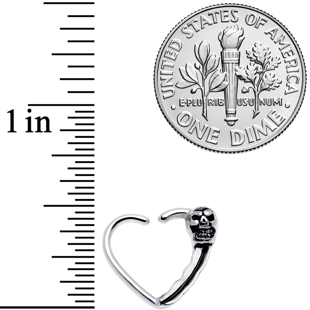 BodyCandy 16G 3/8 Love Heart Scary Skull Left Ear Closure Ring — detail close-up