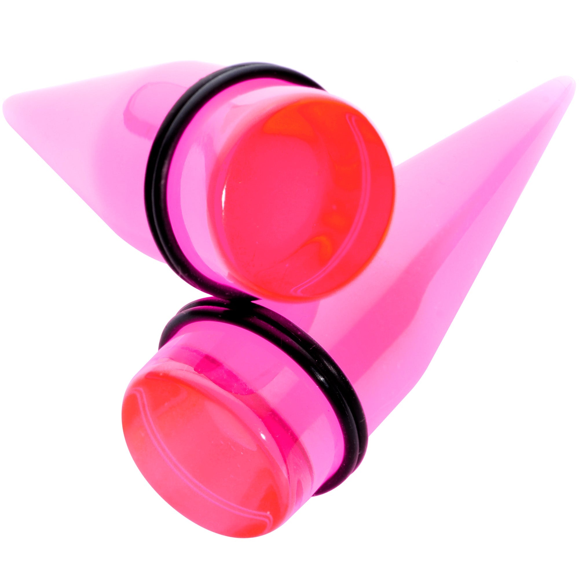 BodyCandy Lightweight Translucent Pink Acrylic Straight Taper Set 14mm to 20mm — main product shot
