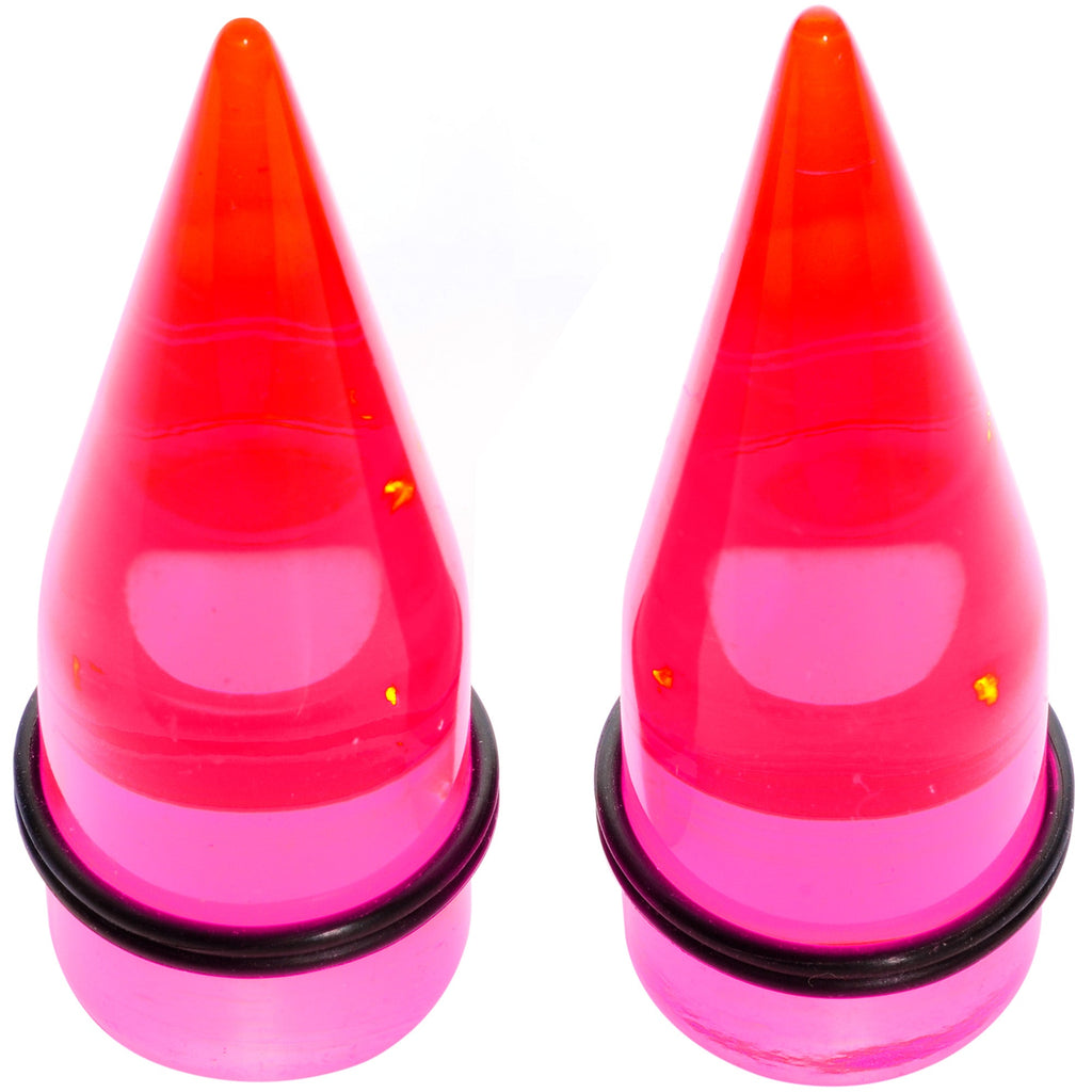 BodyCandy Lightweight Translucent Pink Acrylic Straight Taper Set 14mm to 20mm — back view