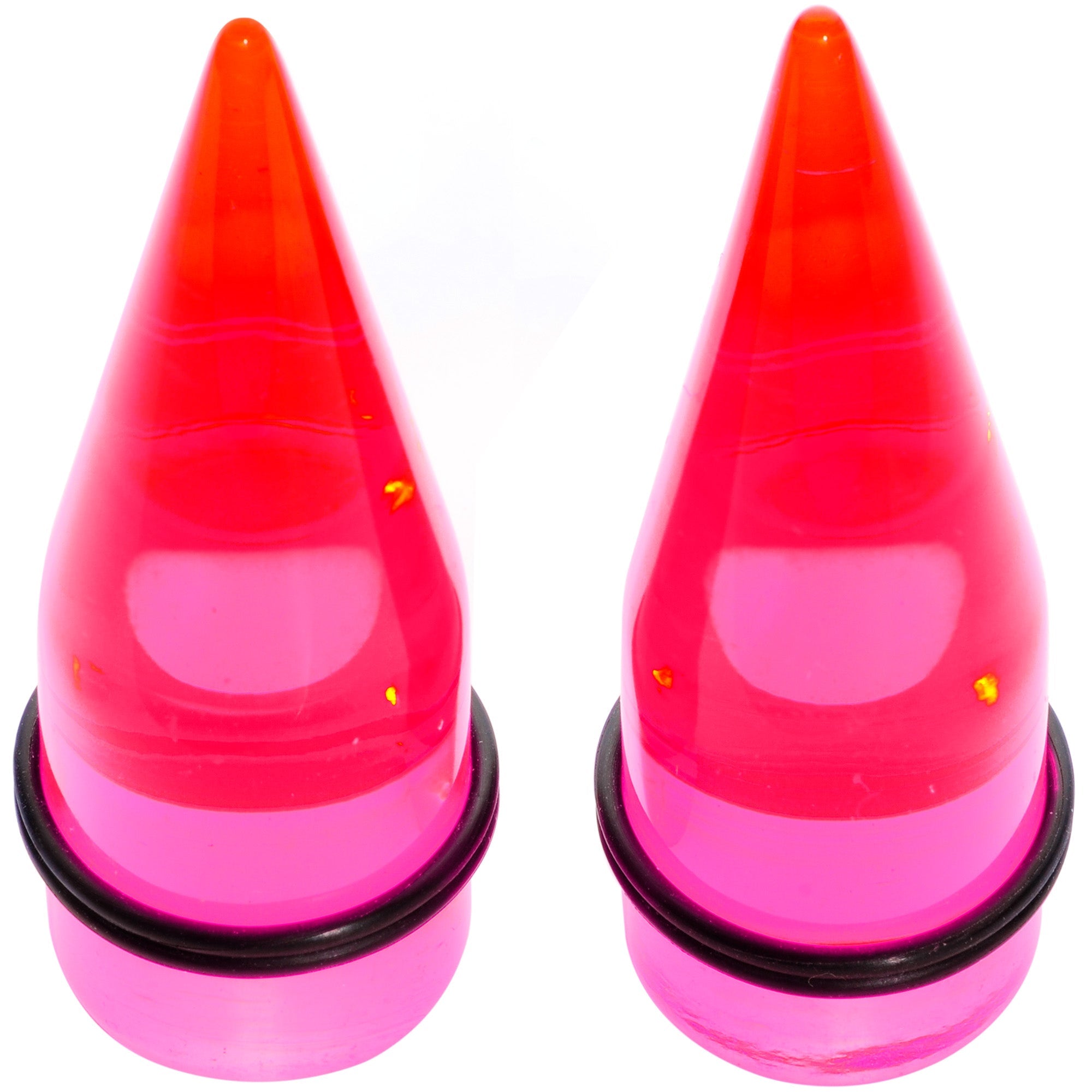 BodyCandy Lightweight Translucent Pink Acrylic Straight Taper Set 14mm to 20mm — back view
