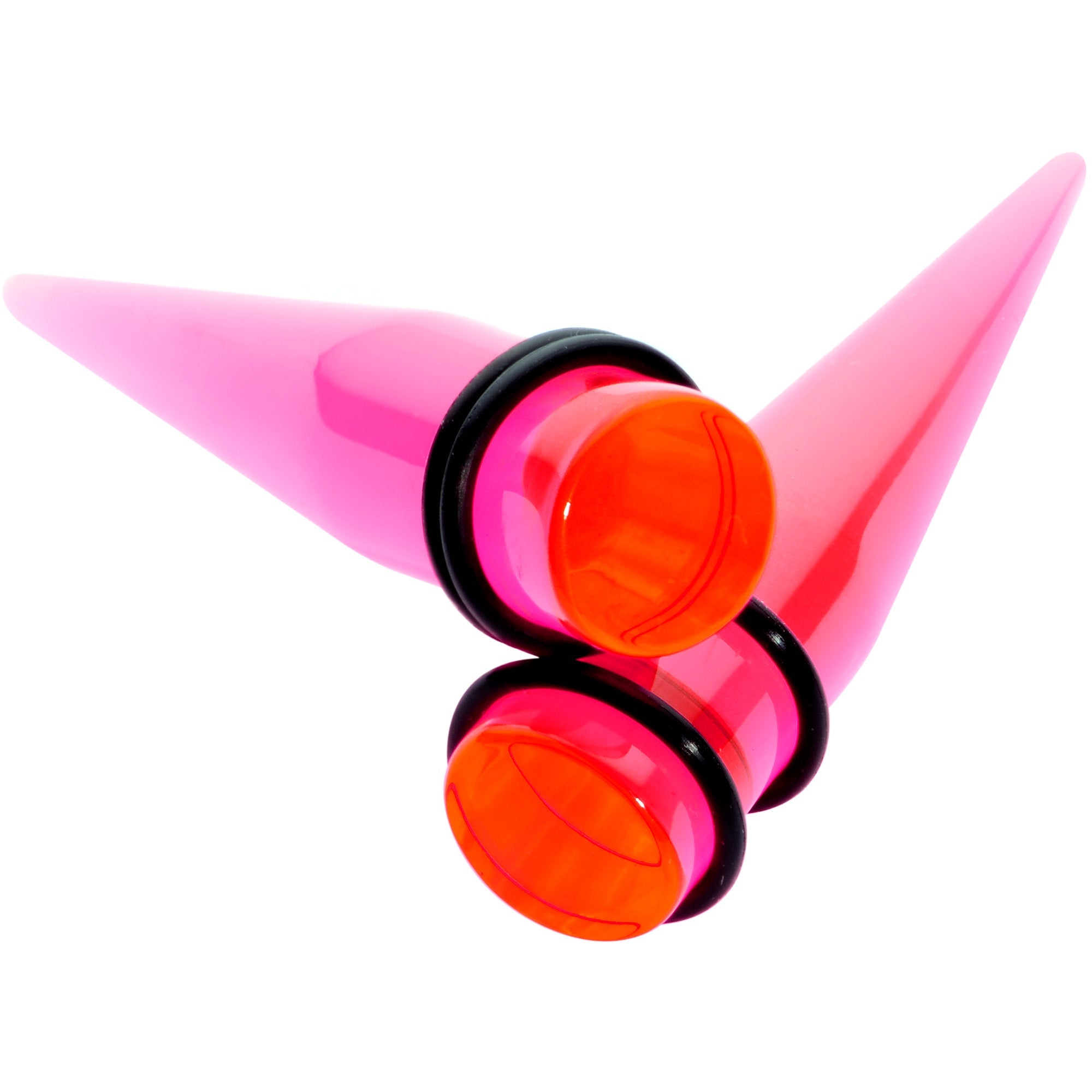 BodyCandy Lightweight Translucent Pink Acrylic Straight Taper Set 14mm to 20mm — size reference