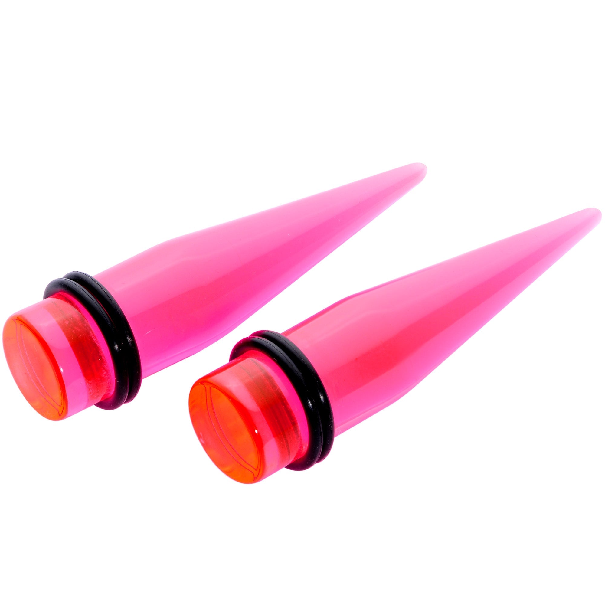 BodyCandy Lightweight Translucent Pink Acrylic Straight Taper Set 14mm to 20mm — lifestyle context