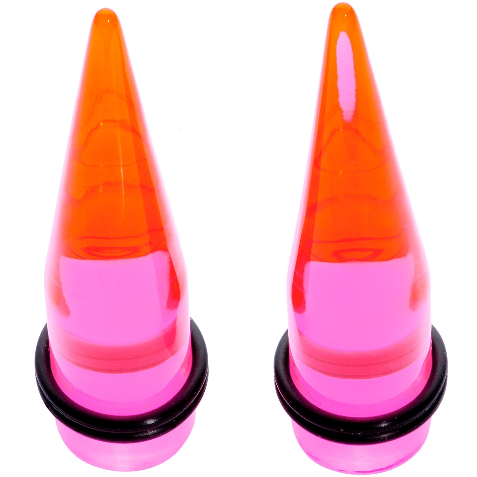 BodyCandy Lightweight Translucent Pink Acrylic Straight Taper Set 14mm to 20mm — side view