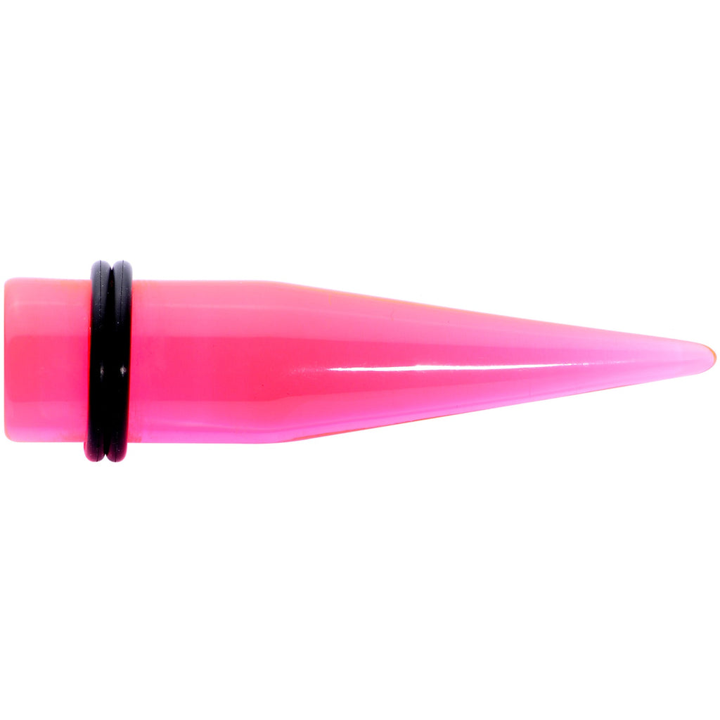 BodyCandy Lightweight Translucent Pink Acrylic Straight Taper Set 14mm to 20mm — alternative angle