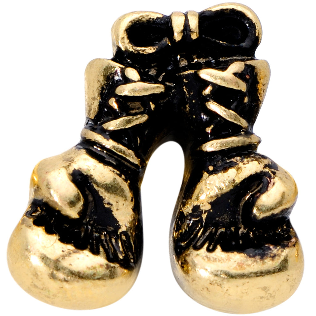 BodyCandy 16G 1/4 Gold Tone Boxing Gloves Cartilage Tragus Earring — detail close-up
