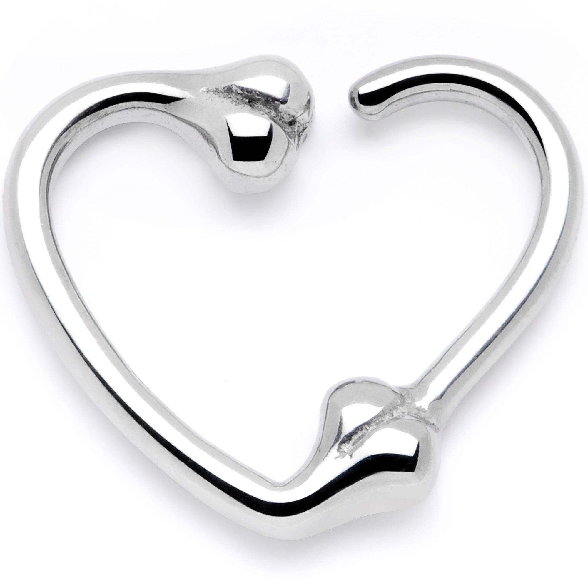 BodyCandy 16G 3/8 Bone Heart Right Ear Closure Ring — main product shot