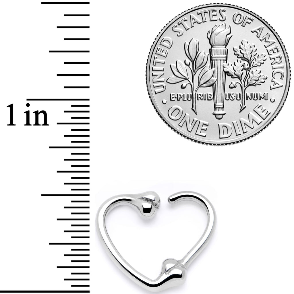 BodyCandy 16G 3/8 Bone Heart Right Ear Closure Ring — detail close-up