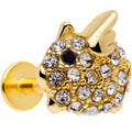 BodyCandy 16G 5/16 Clear Black Gem Gold Tone Flying Pig Labret Tragus — main product shot
