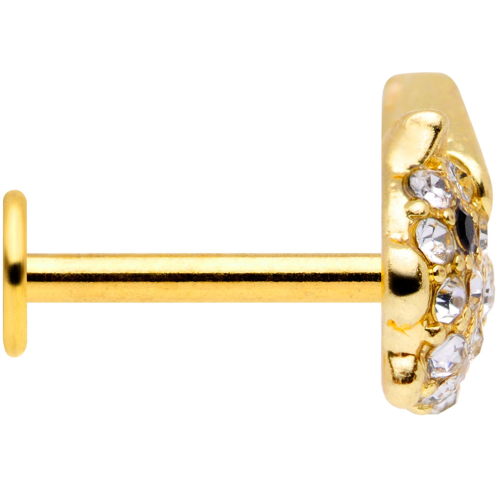 BodyCandy 16G 5/16 Clear Black Gem Gold Tone Flying Pig Labret Tragus — lifestyle context