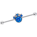 BodyCandy 14G Blue Faux Opal Clear Gem Paw Print Industrial Barbell 38mm — main product shot