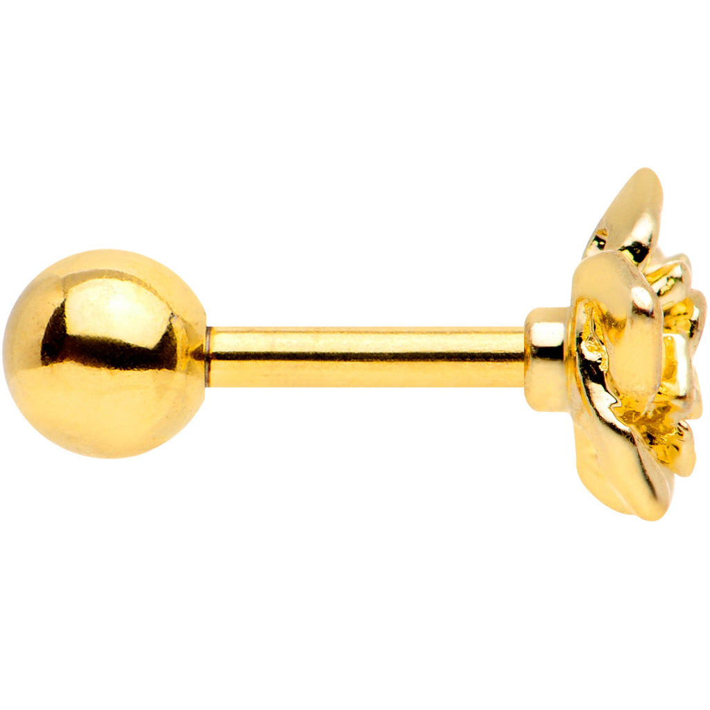 BodyCandy 16G 1/4 Gold Tone Openwork Rose Flower Cartilage Tragus Earring — lifestyle context