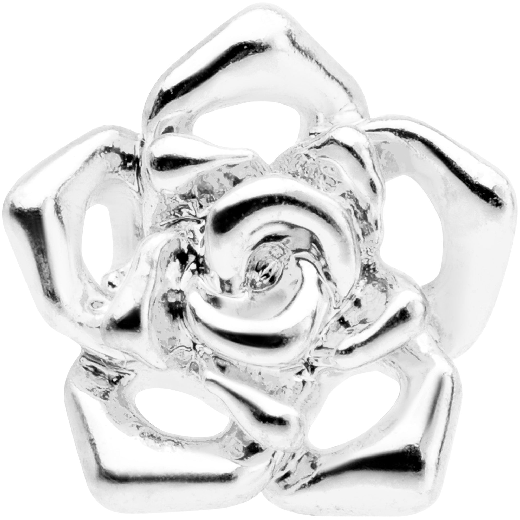 BodyCandy 16G 1/4 Openwork Rose Flower Cartilage Tragus Earring — detail close-up