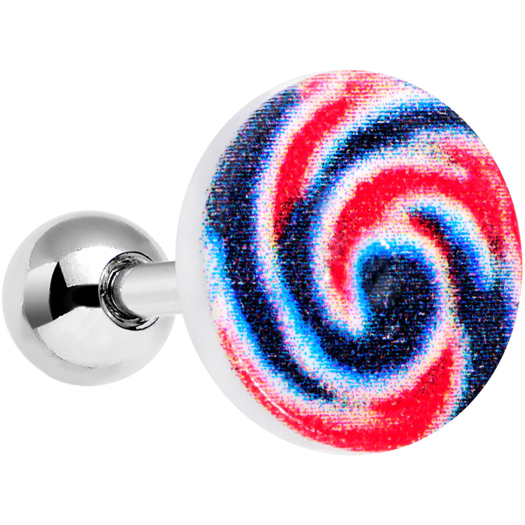 BodyCandy 16G 1/4 Red Blue Candy Swirl Cartilage Tragus Earring — main product shot