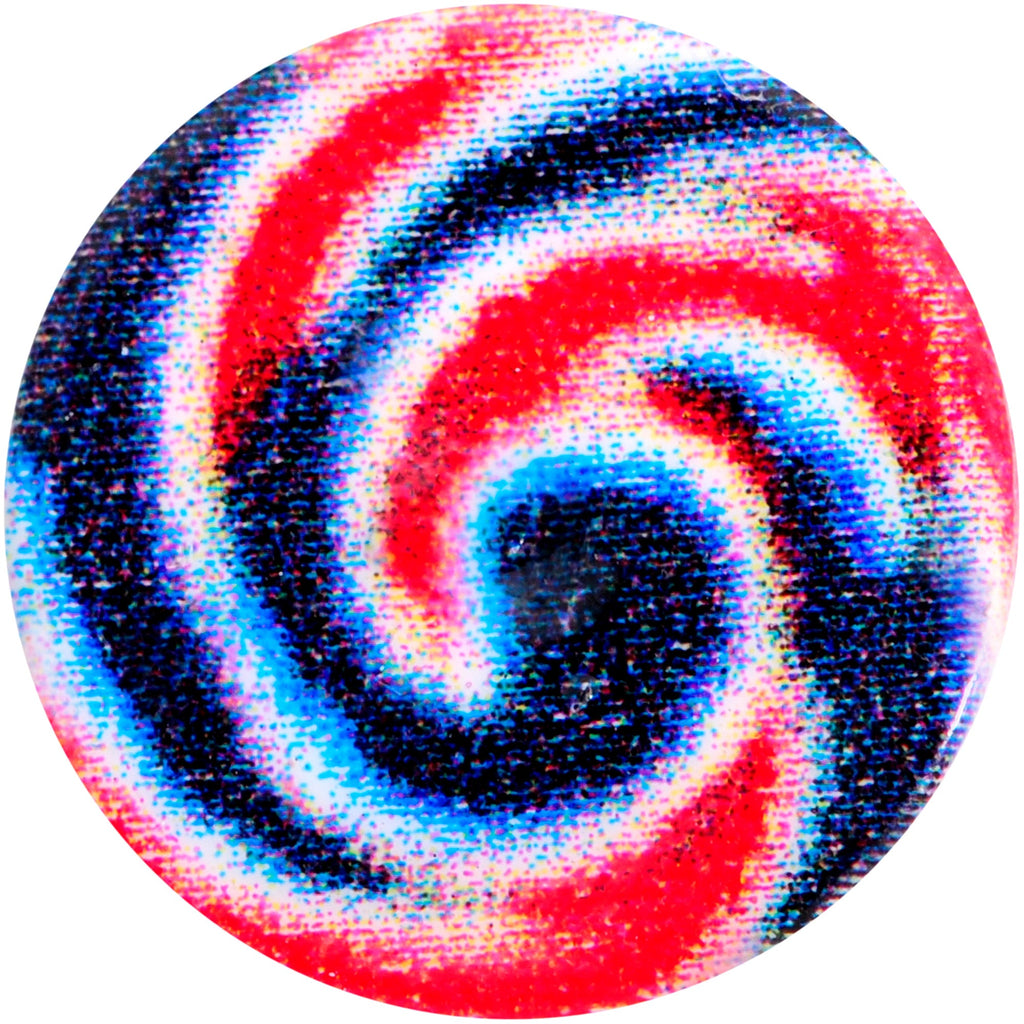 BodyCandy 16G 1/4 Red Blue Candy Swirl Cartilage Tragus Earring — detail close-up