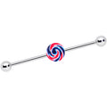 BodyCandy 14G Red Blue Candy Swirl Industrial Barbell 38mm — main product shot