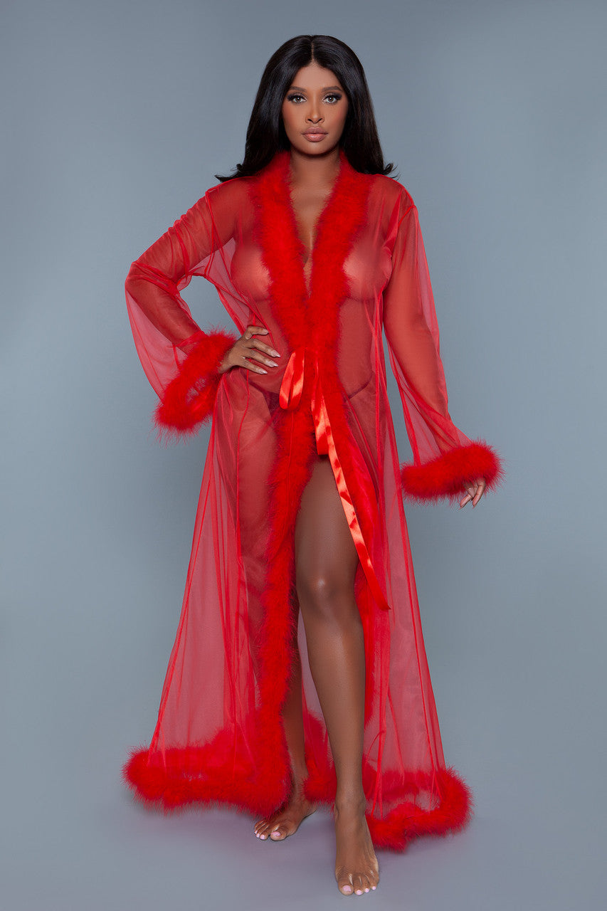 Love Spark Cove | Intimate Apparel, Pleasure Shop & Free Shipping BW1650 Marabou Robe — color detail