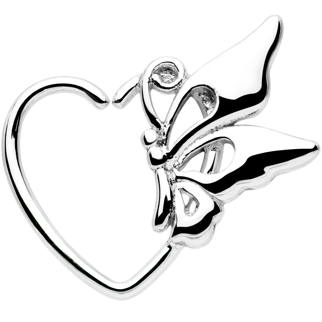 BodyCandy 18G 3/8 Butterfly Heart Left Ear Closure Ring — main product shot
