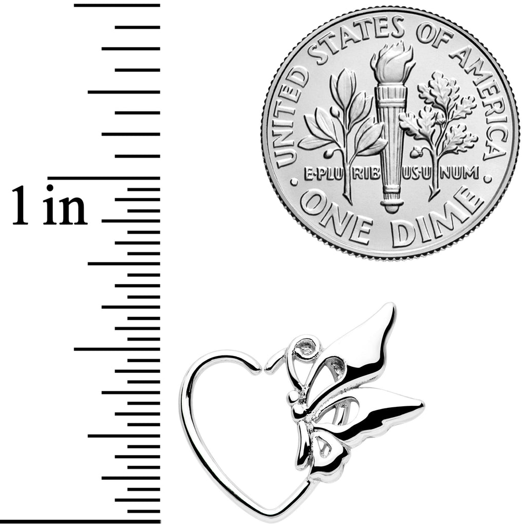 BodyCandy 18G 3/8 Butterfly Heart Left Ear Closure Ring — detail close-up