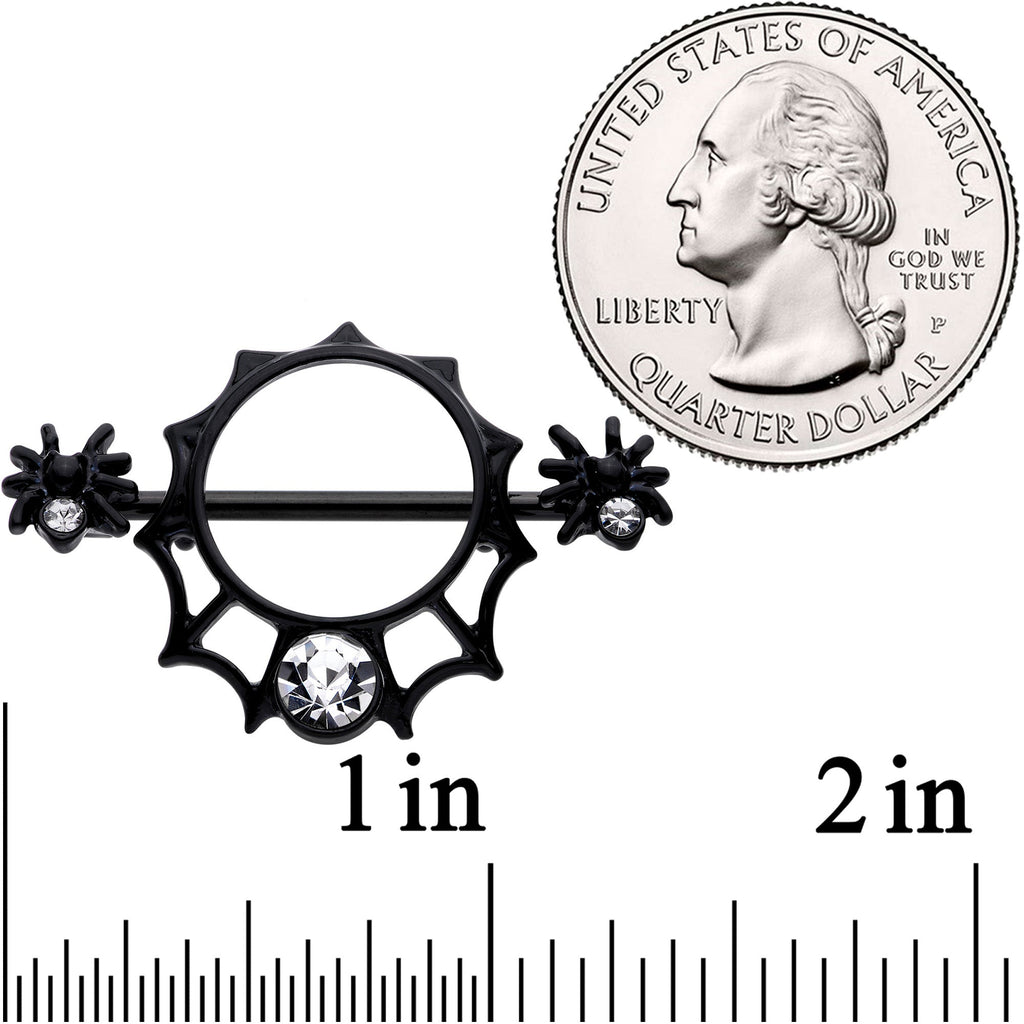 BodyCandy 14G 9/16 Clear Gem Black Spider Web Nipple Shield Set — lifestyle context