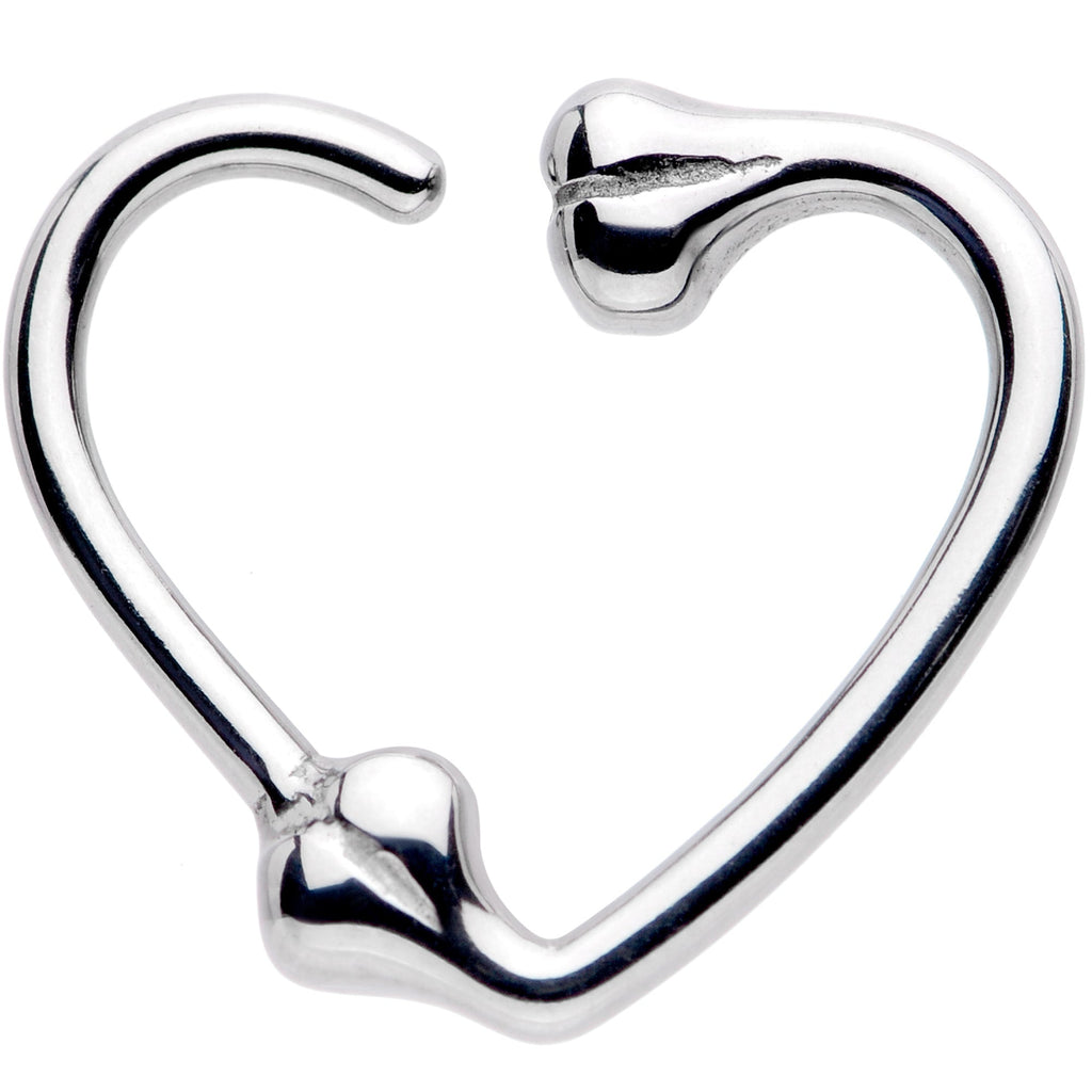 BodyCandy 16G 3/8 Bone Heart Left Ear Closure Ring — main product shot