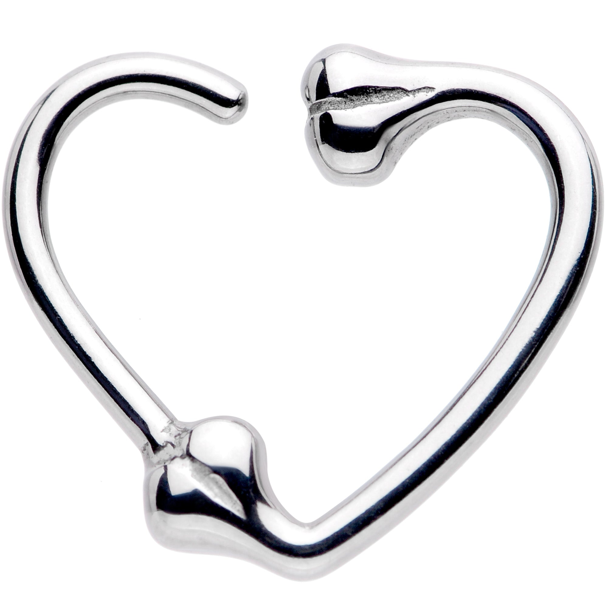 BodyCandy 16G 3/8 Bone Heart Left Ear Closure Ring — main product shot