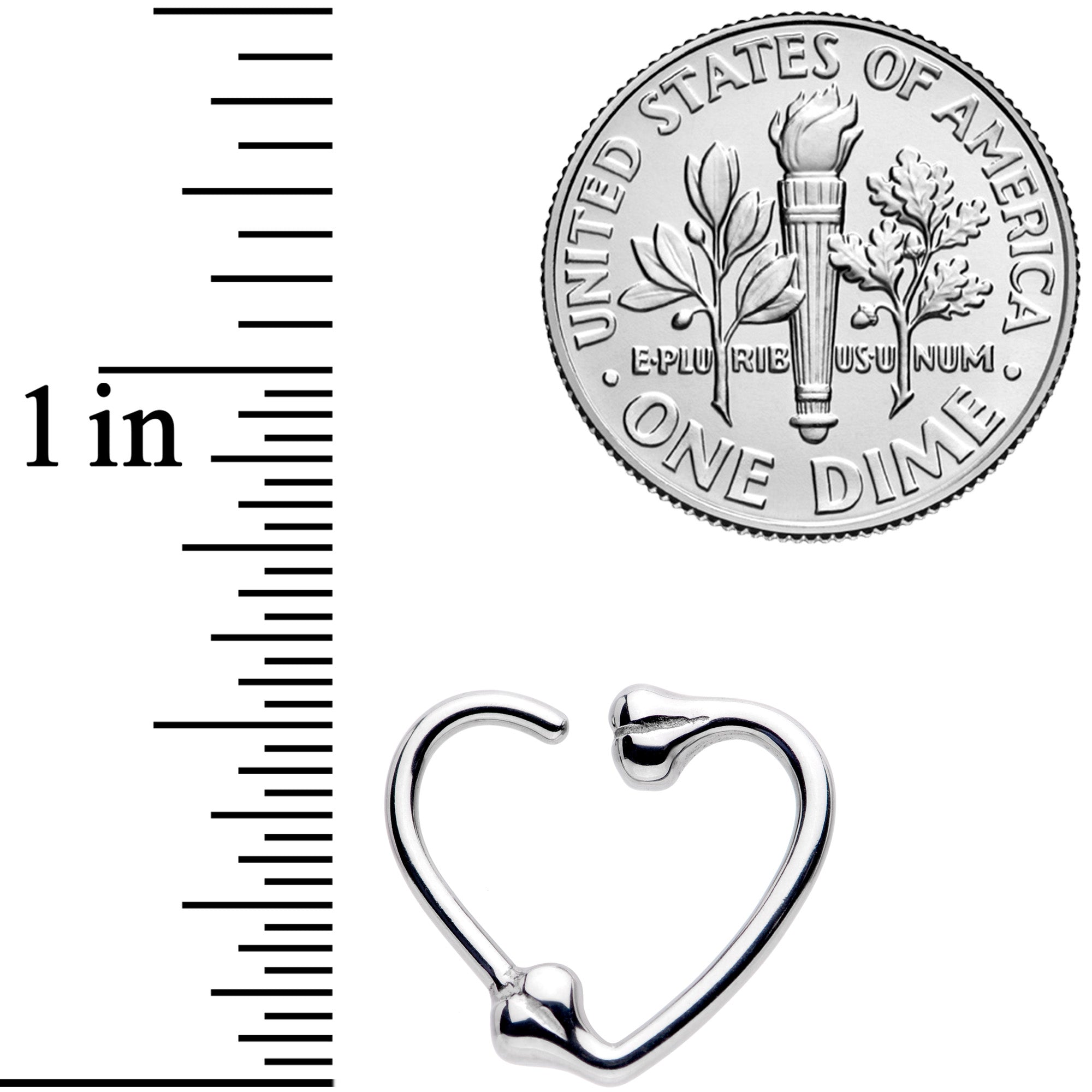 BodyCandy 16G 3/8 Bone Heart Left Ear Closure Ring — detail close-up