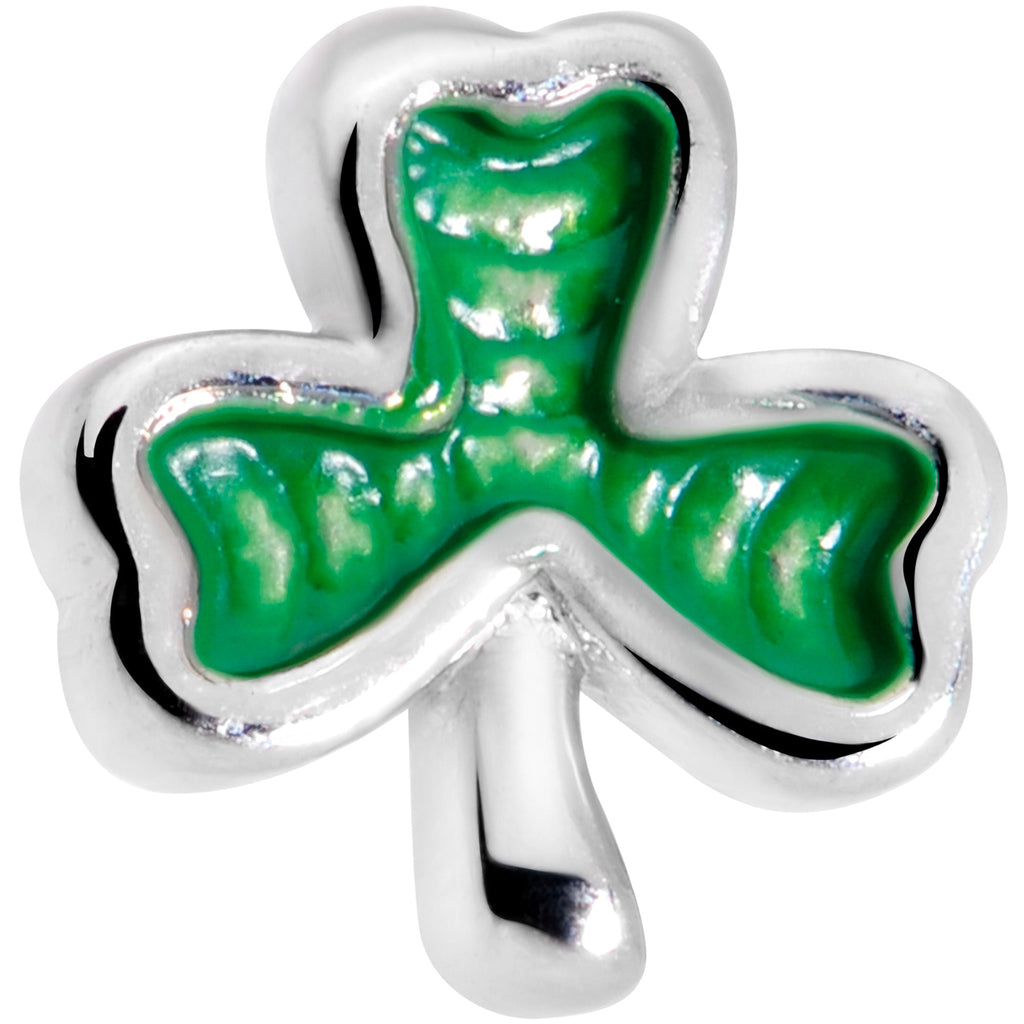 BodyCandy 20G 1/4 St Patricks Day Shamrock L Shaped Nose Ring — detail close-up