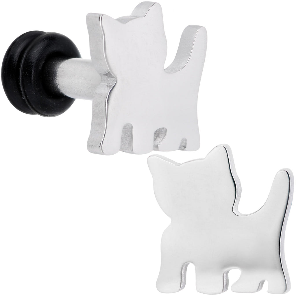 BodyCandy Steel Cat Lover Kitty Cat Single Flare Plug Set 14G to 0G — in-use photo