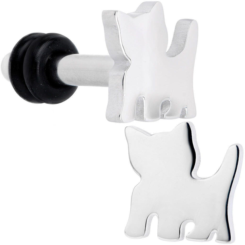 BodyCandy Steel Cat Lover Kitty Cat Single Flare Plug Set 14G to 0G — size reference