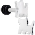 BodyCandy Steel Cat Lover Kitty Cat Single Flare Plug Set 14G to 0G — size reference