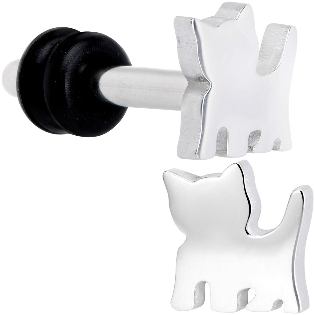 BodyCandy Steel Cat Lover Kitty Cat Single Flare Plug Set 14G to 0G — alternative angle