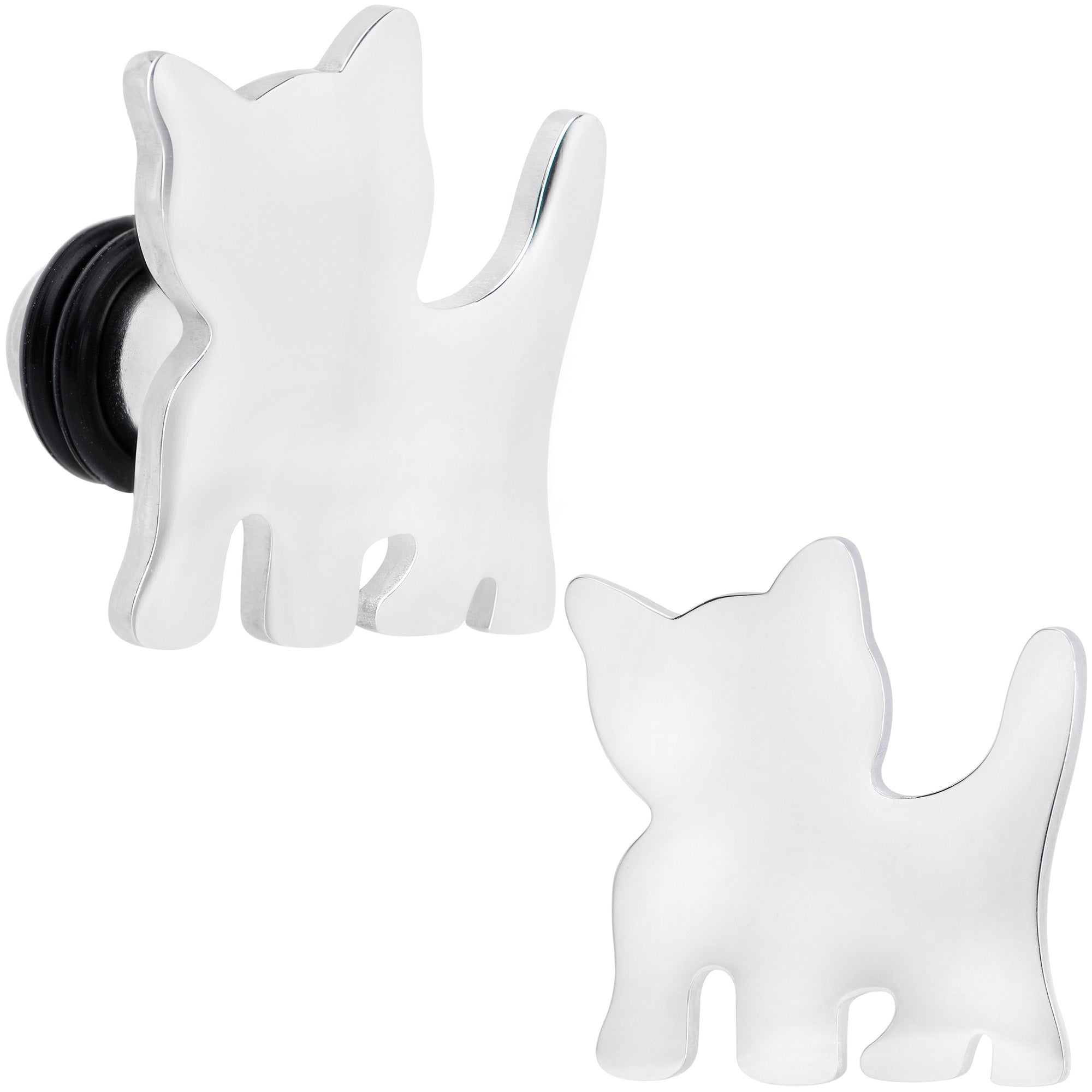 BodyCandy Steel Cat Lover Kitty Cat Single Flare Plug Set 14G to 0G — fabric or material detail