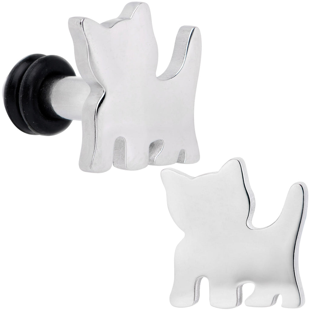 BodyCandy Steel Cat Lover Kitty Cat Single Flare Plug Set 14G to 0G — color detail