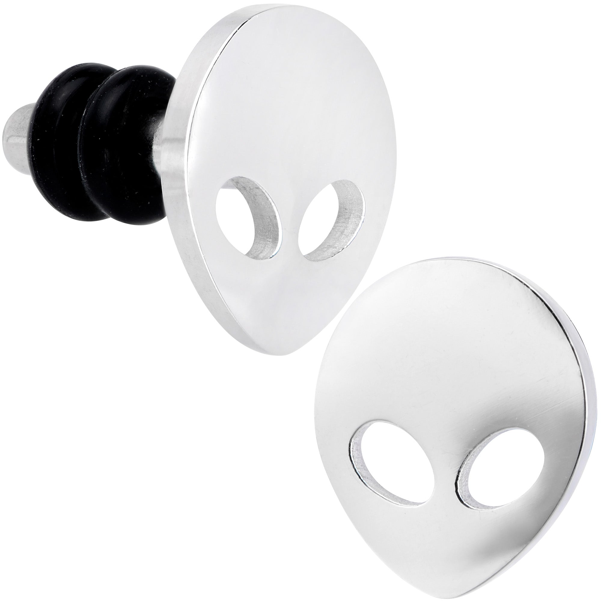 BodyCandy Steel Space Alien Single Flare Plug Set 14G to 2G — size reference