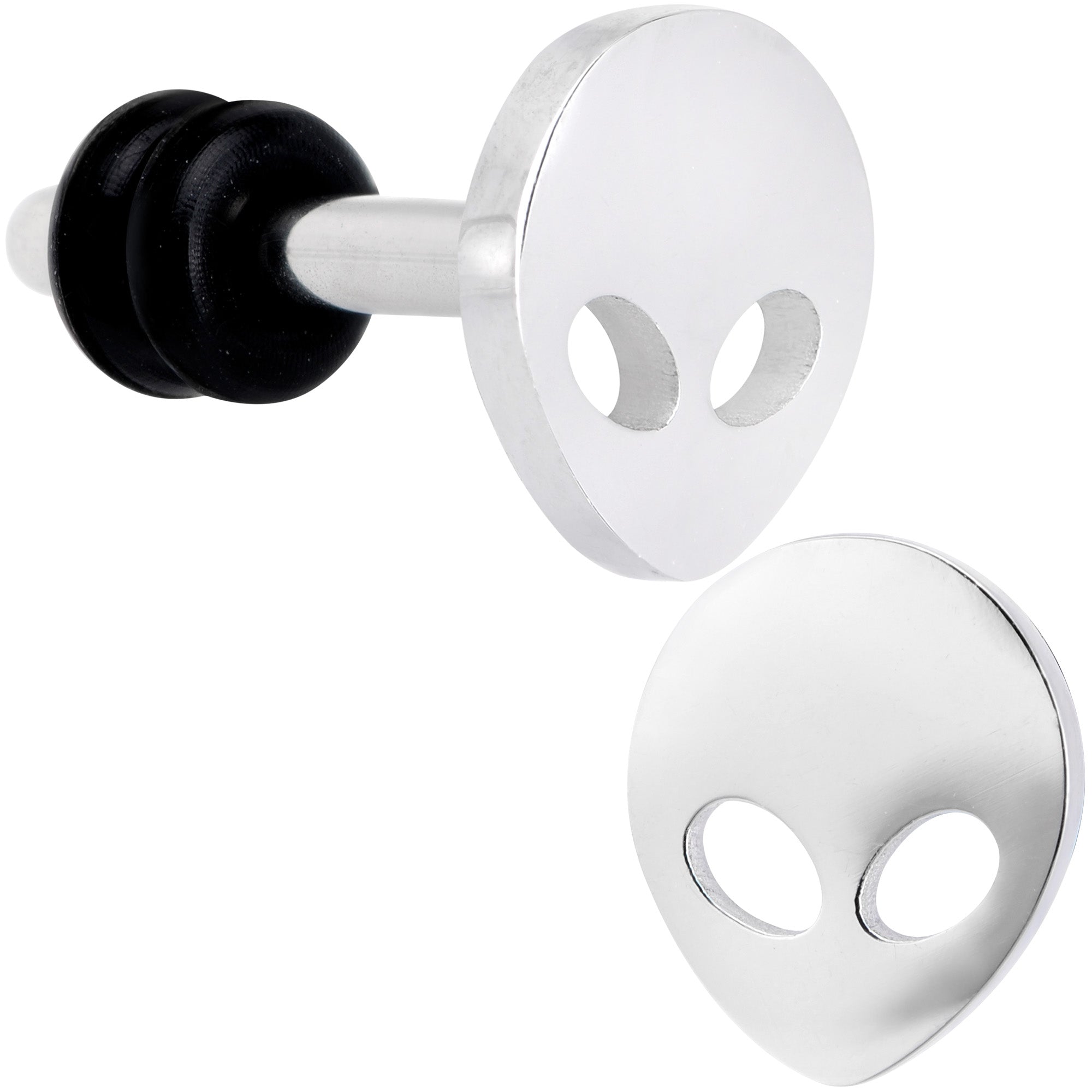 BodyCandy Steel Space Alien Single Flare Plug Set 14G to 2G — in-use photo