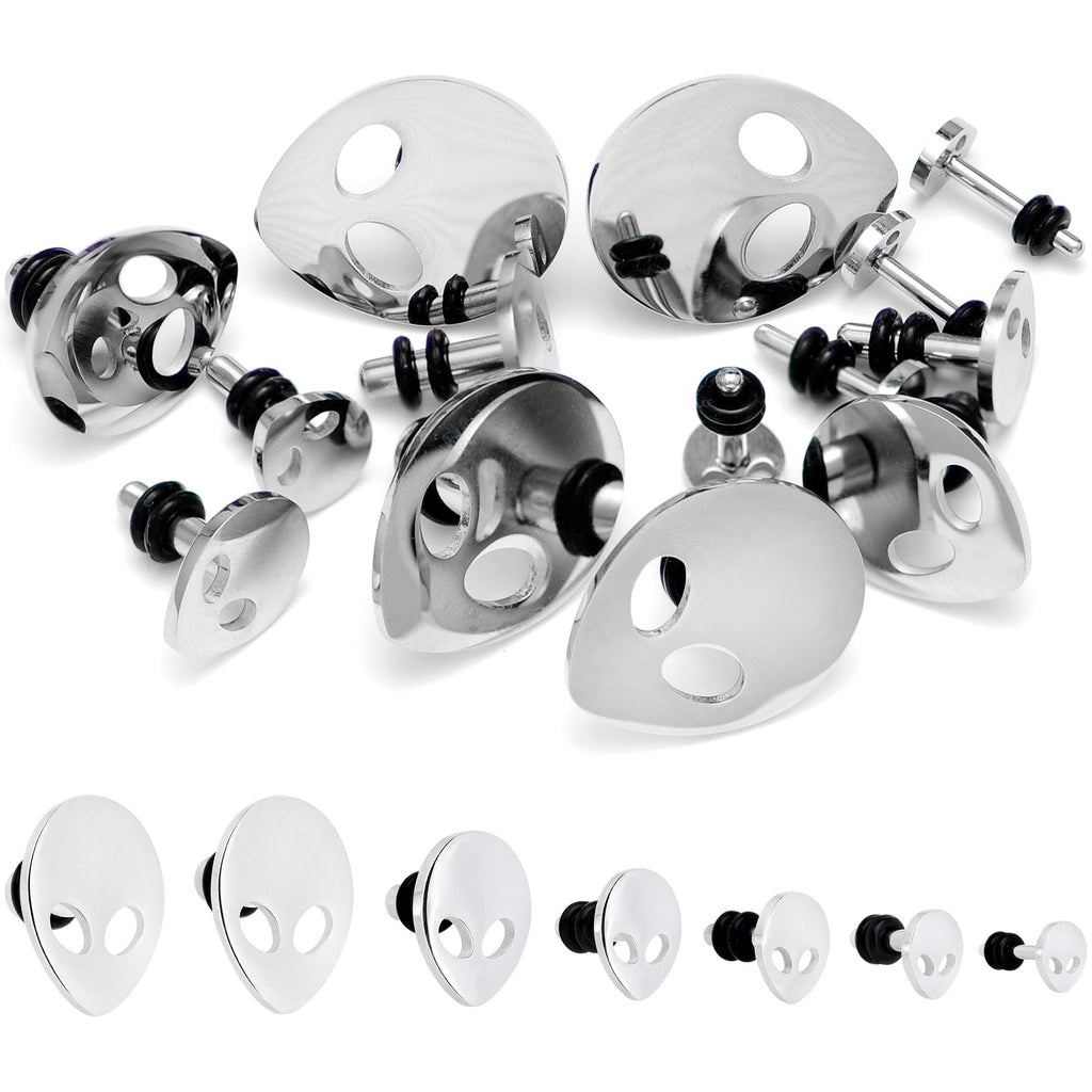BodyCandy Steel Space Alien Single Flare Plug Set 14G to 2G — main product shot