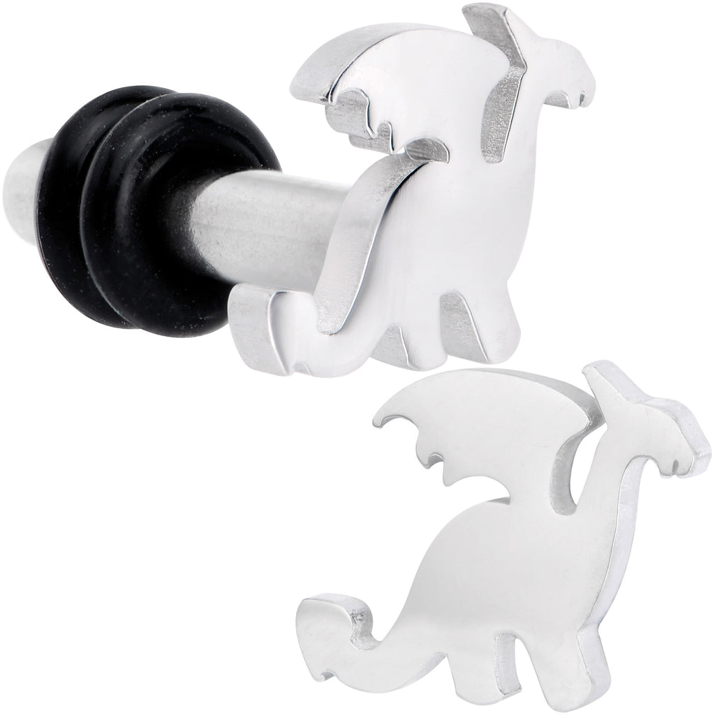 BodyCandy Steel Fantasy Dragon Single Flare Plug Set 14G to 2G — in-use photo
