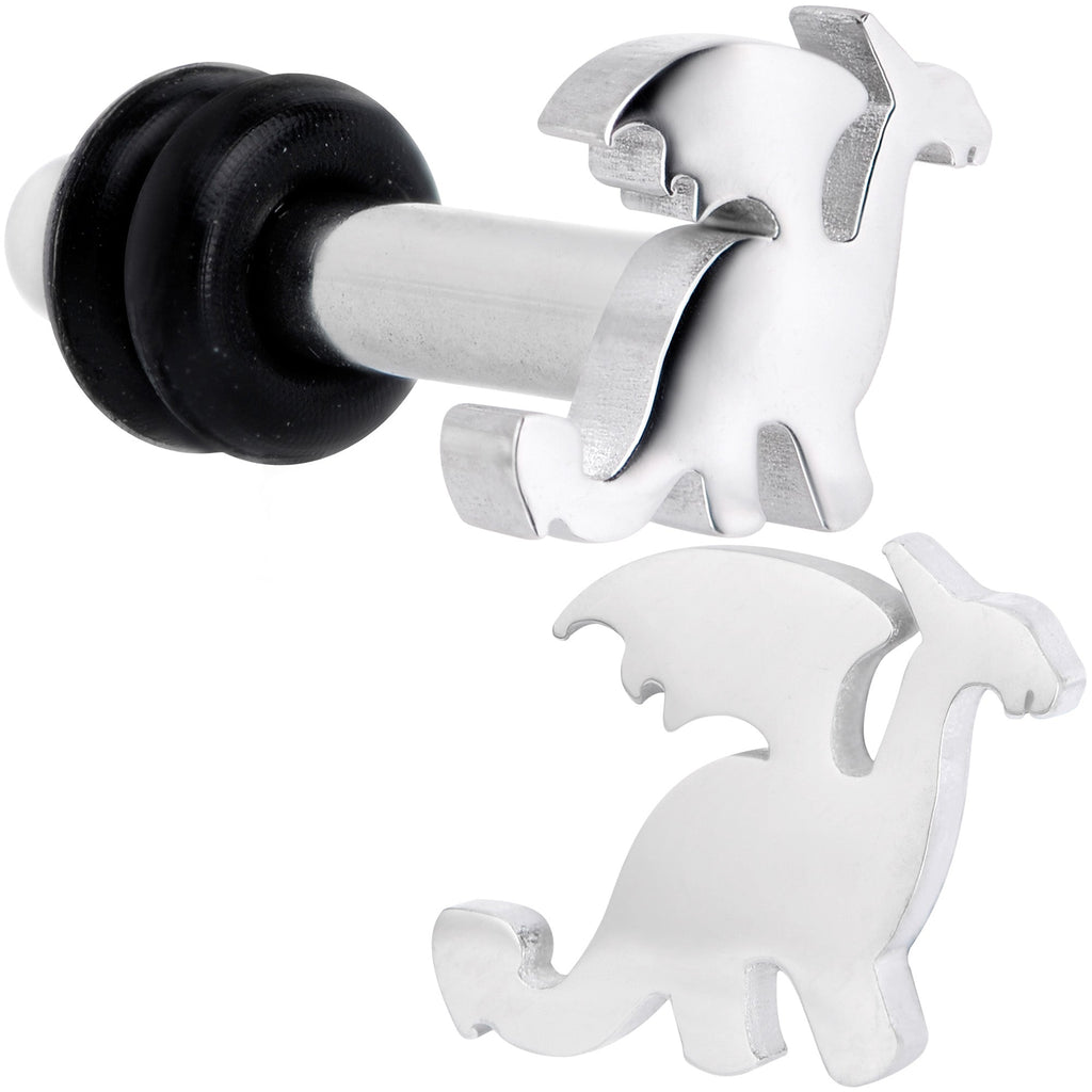 BodyCandy Steel Fantasy Dragon Single Flare Plug Set 14G to 2G — size reference
