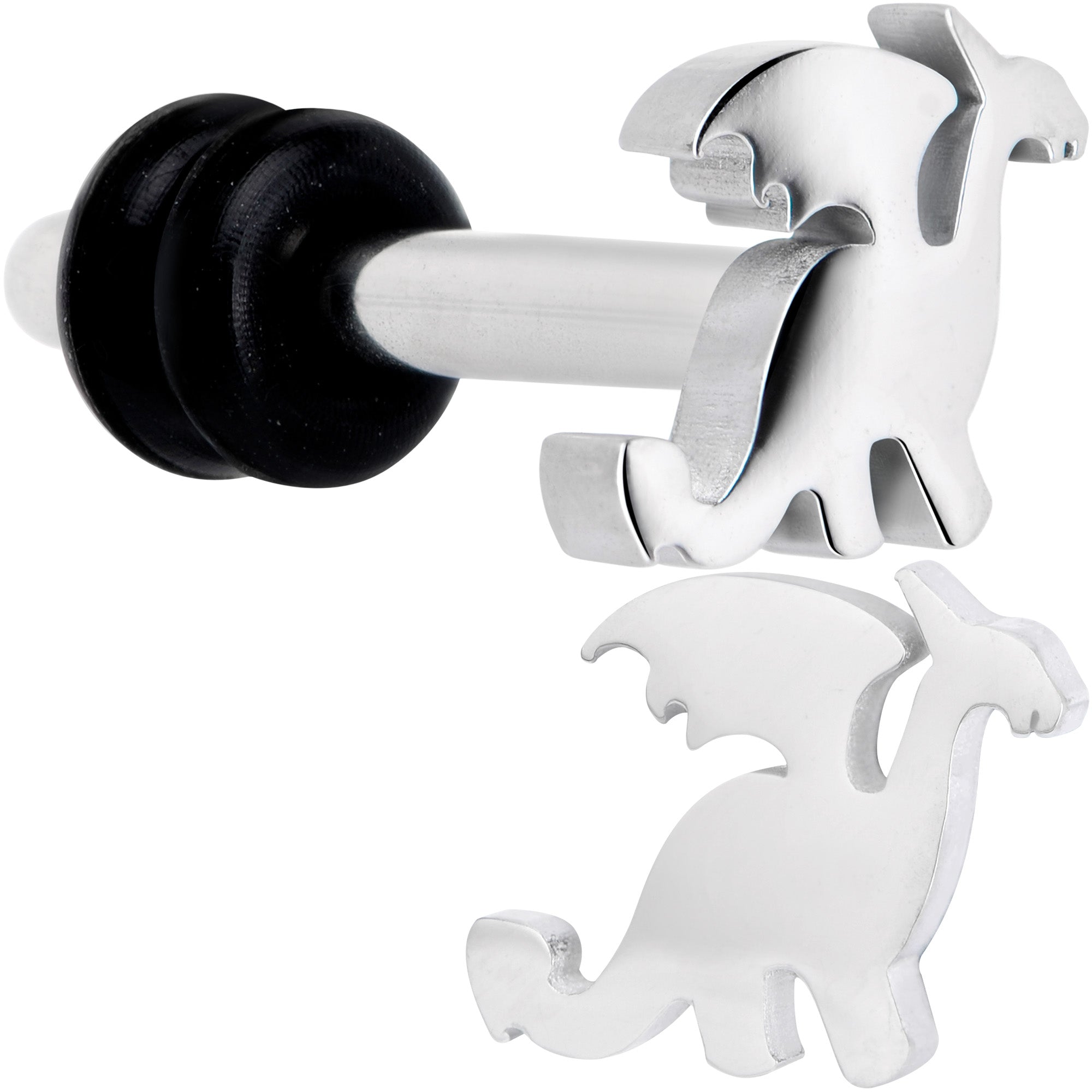 BodyCandy Steel Fantasy Dragon Single Flare Plug Set 14G to 2G — alternative angle