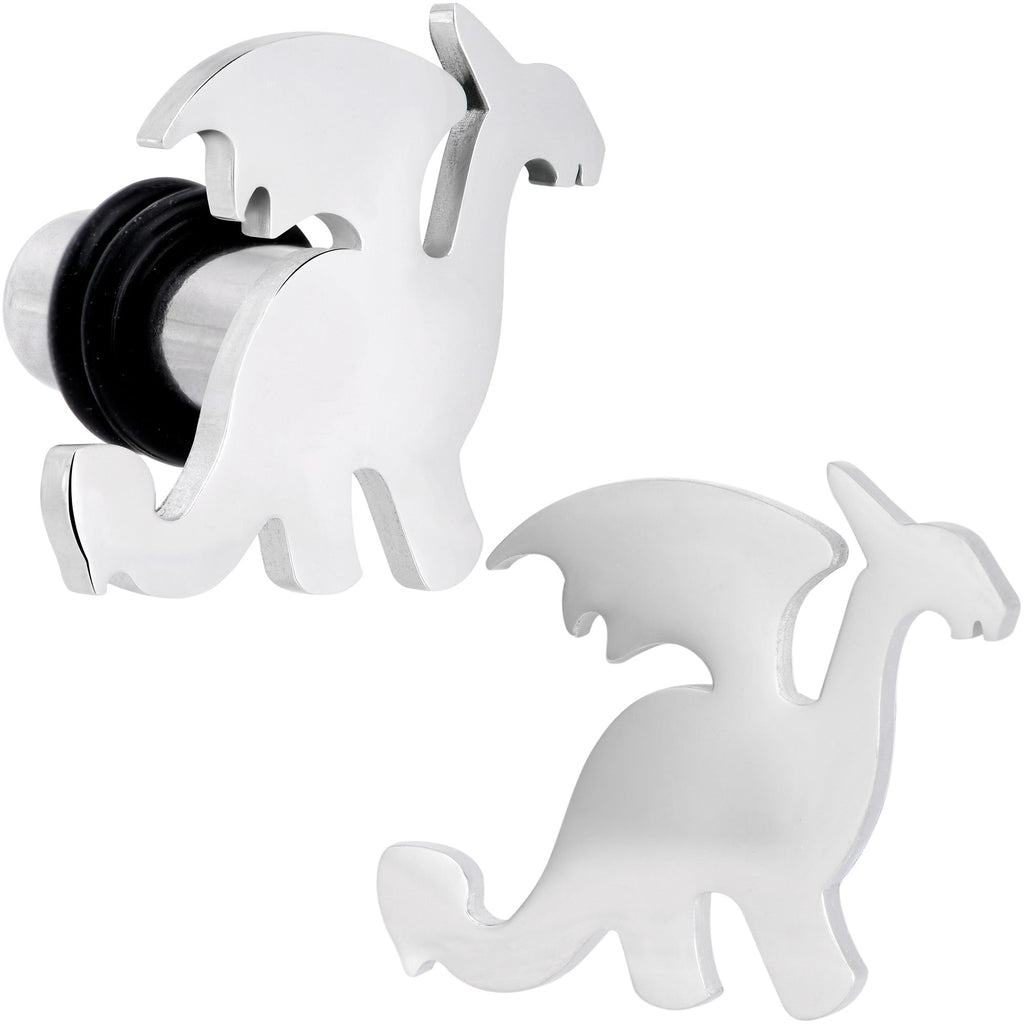 BodyCandy Steel Fantasy Dragon Single Flare Plug Set 14G to 2G — comparison shot