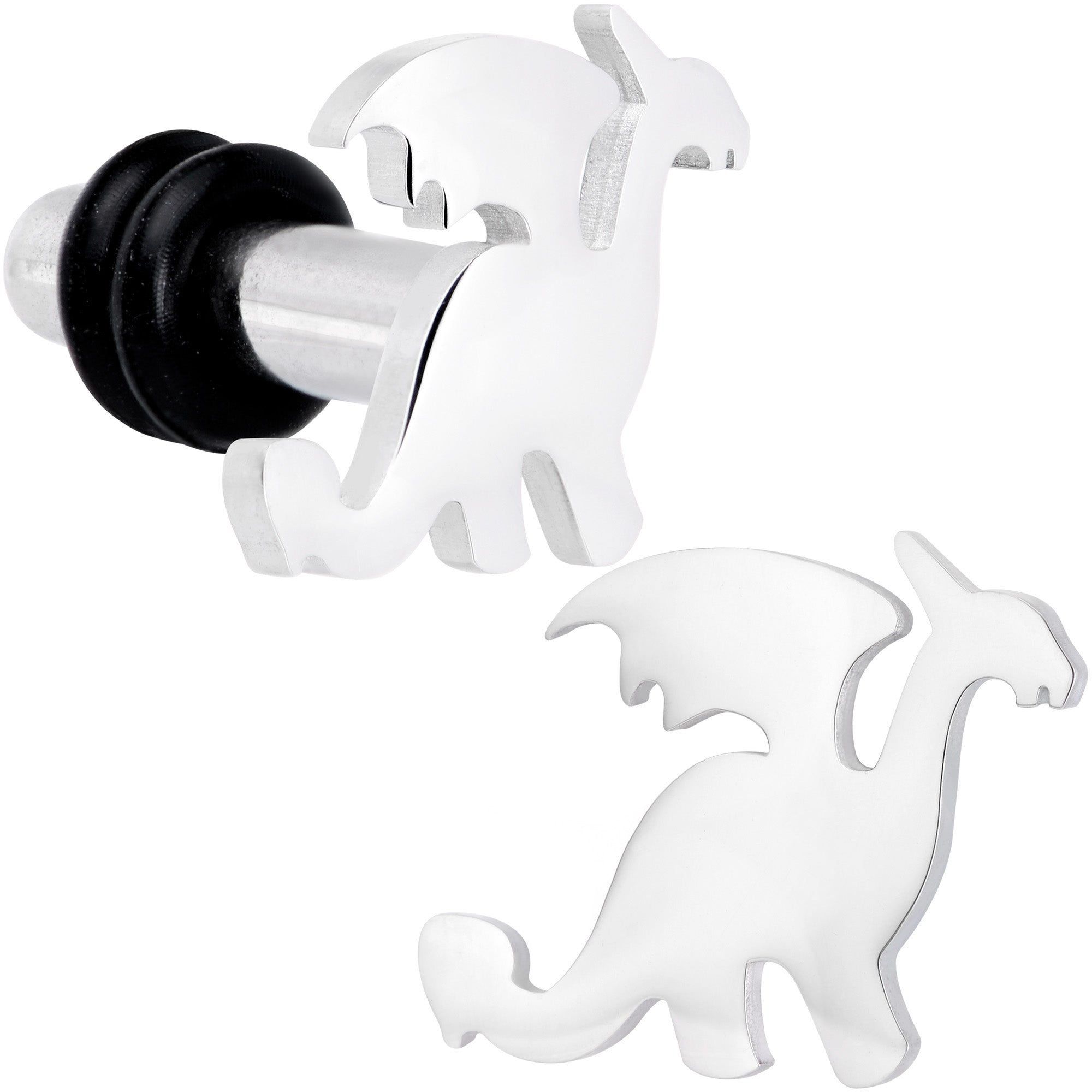 BodyCandy Steel Fantasy Dragon Single Flare Plug Set 14G to 2G — color detail