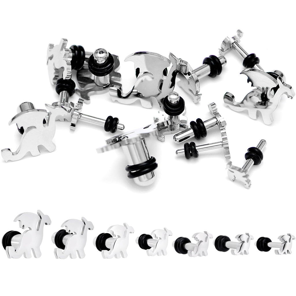 BodyCandy Steel Fantasy Dragon Single Flare Plug Set 14G to 2G — main product shot